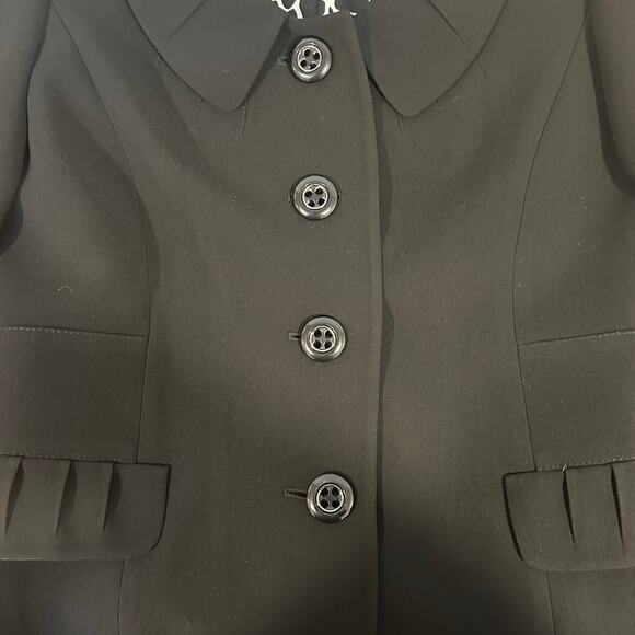 Tahari Arthur S Levine Sz 4 Pleated Collar Cow Print Lined Preppy Work-Core - Picture 10 of 11